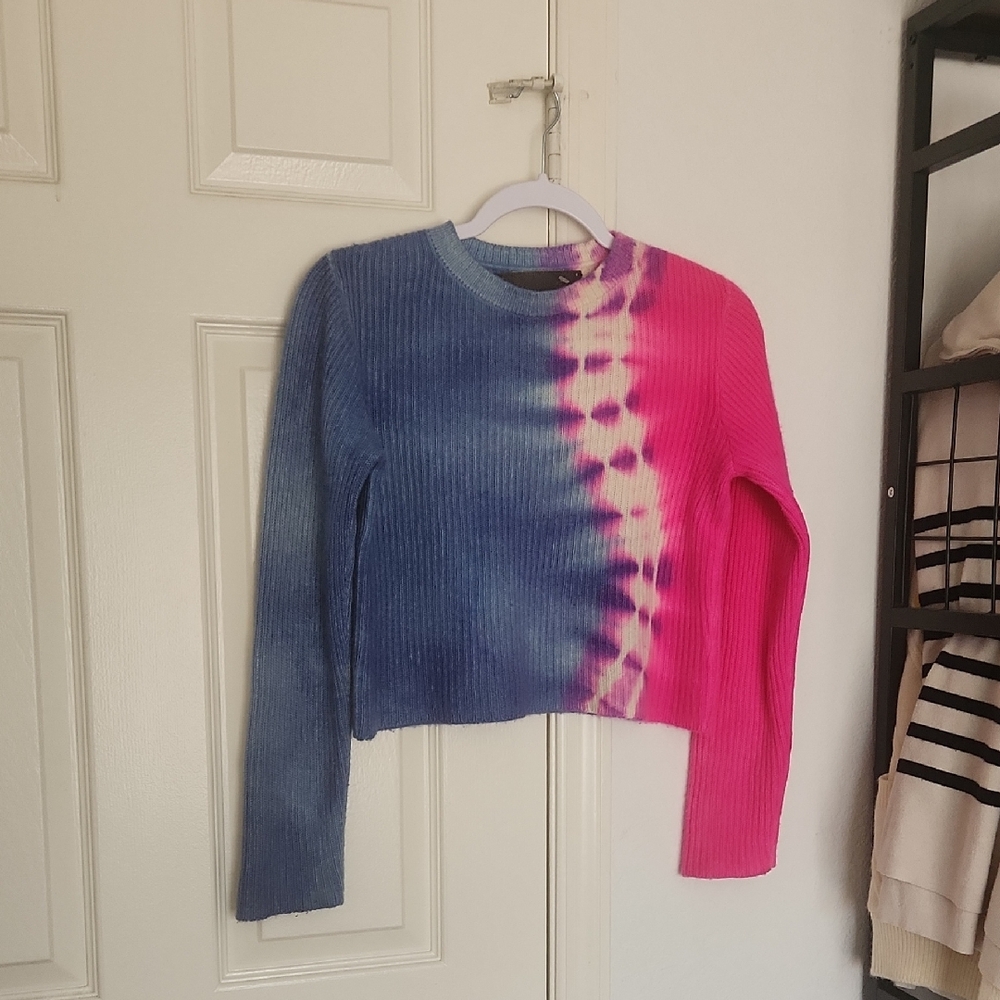 The Elder Statesman Tiedie Pink Blue 100% Cashmere Sweater